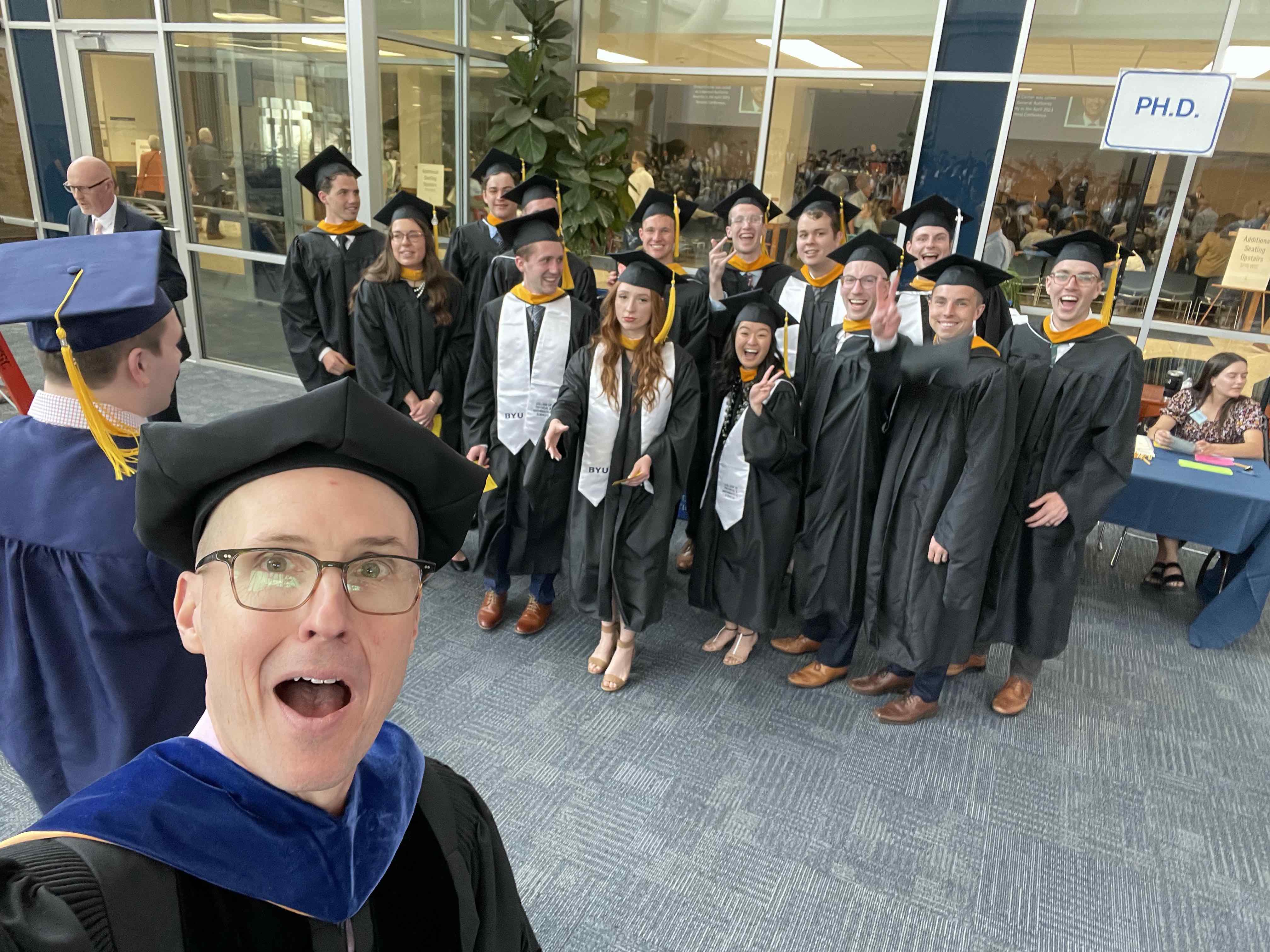 Rogue selfie taken by my advisor Dr. Christensen with my cohort. I've learned loads from him the last several years. He's become a role model of mine.