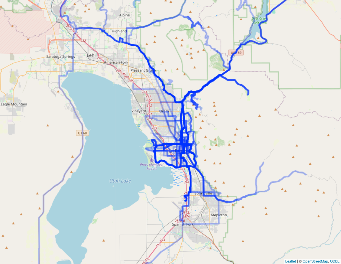 UT County Heat Map of bike rides